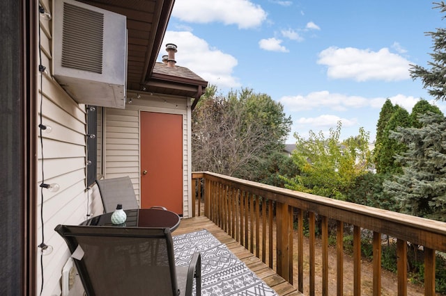 wooden balcony featuring a wooden deck