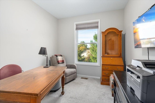 office with light colored carpet