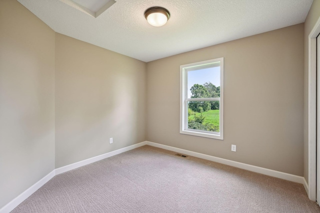 carpeted spare room featuring a textured ceiling