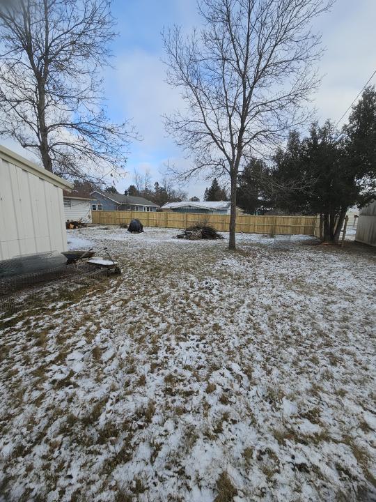 view of yard covered in snow