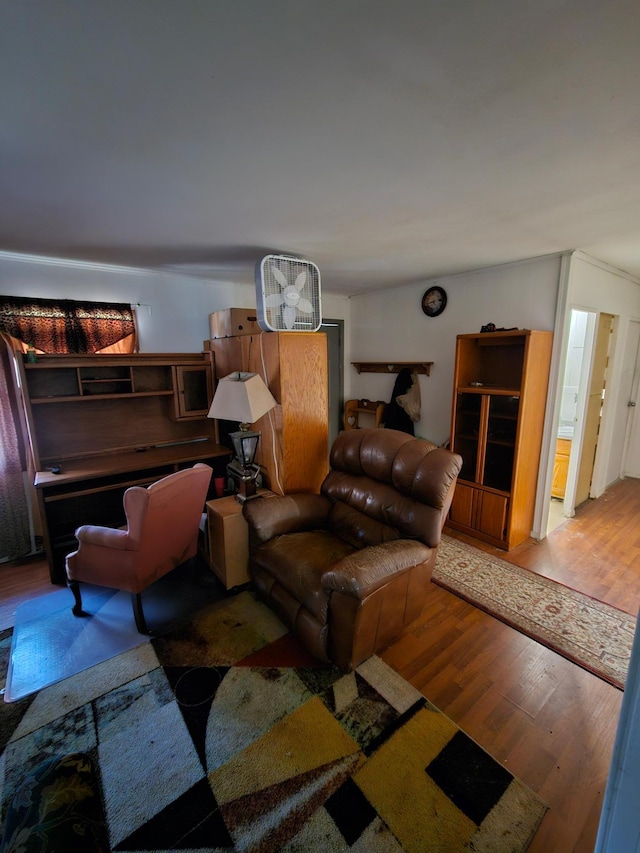 living room with hardwood / wood-style floors