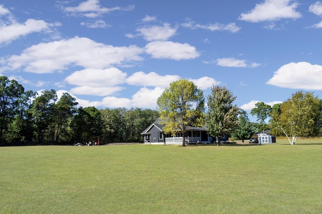 view of yard with a shed and an outdoor structure