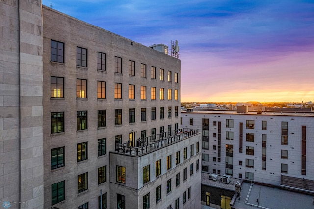 view of property at dusk