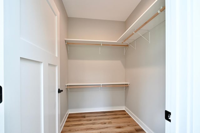 walk in closet featuring light hardwood / wood-style flooring