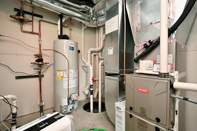 utility room with gas water heater