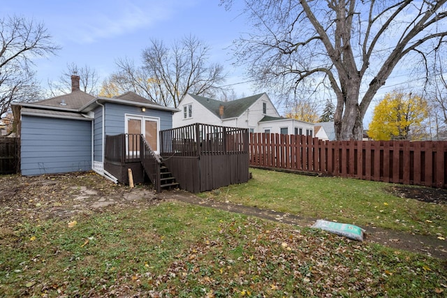 view of yard featuring a deck