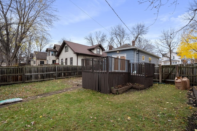 view of yard featuring a deck