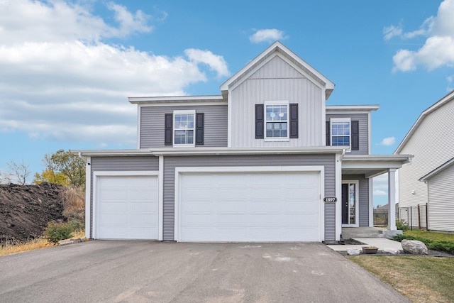 view of front property with a garage