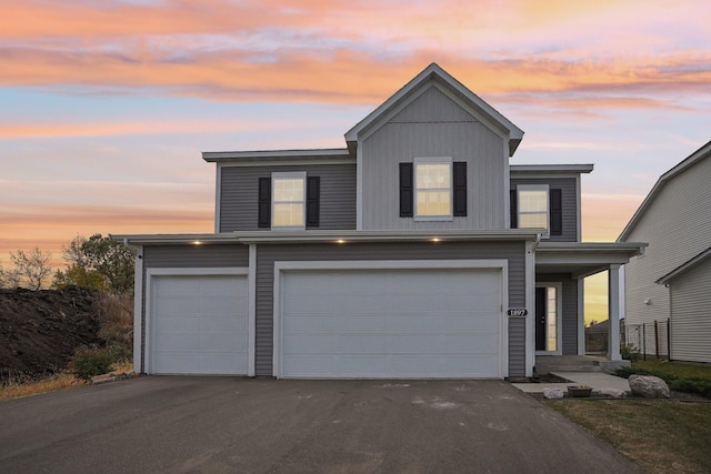 view of front property with a garage