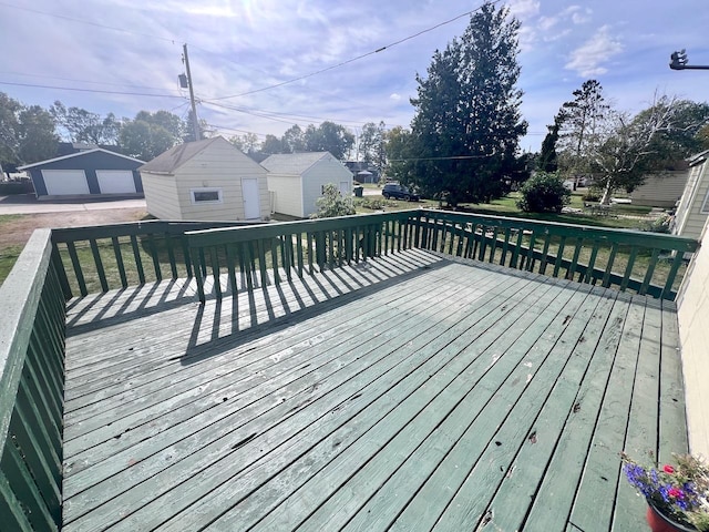 deck with a shed