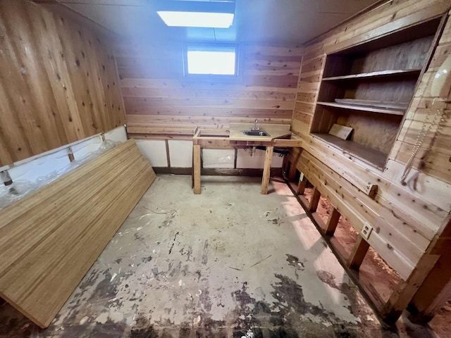 view of sauna / steam room with wooden walls