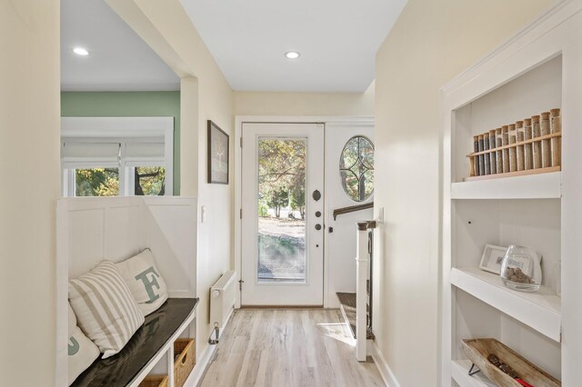 mudroom featuring light hardwood / wood-style floors