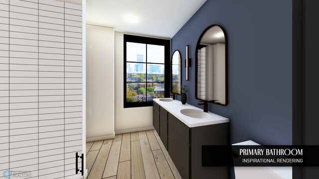 118 Broadway N Unit 802, Fargo, ND 58102 - full bathroom featuring wood finished floors and double vanity