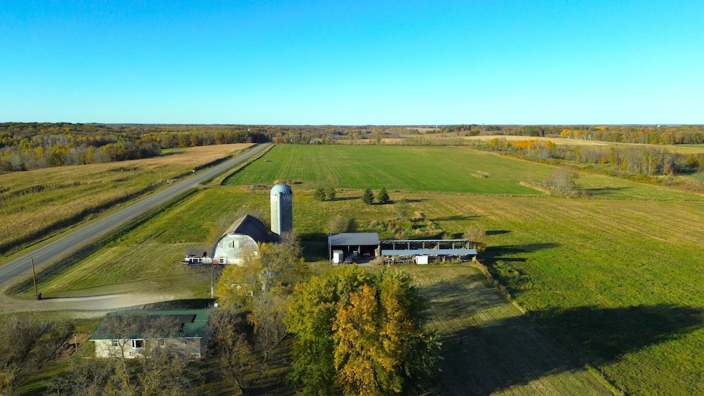 bird's eye view with a rural view