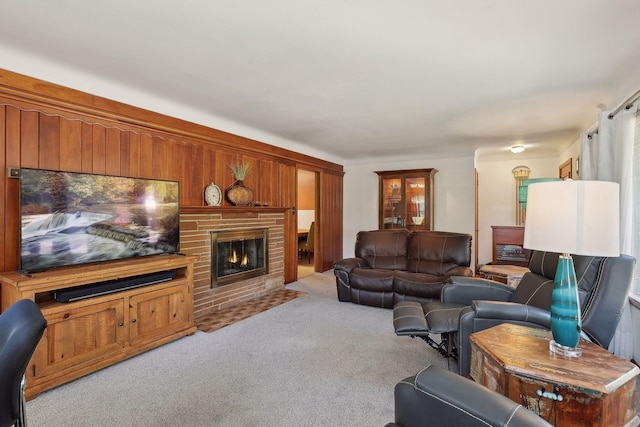 3522 Benjamin St NE, Minneapolis, MN 55418 - carpeted living area with a brick fireplace