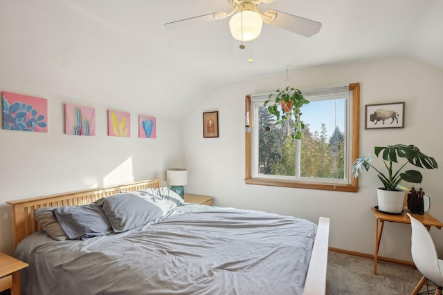 3522 Benjamin St NE, Minneapolis, MN 55418 - bedroom with lofted ceiling, carpet floors, baseboards, and ceiling fan
