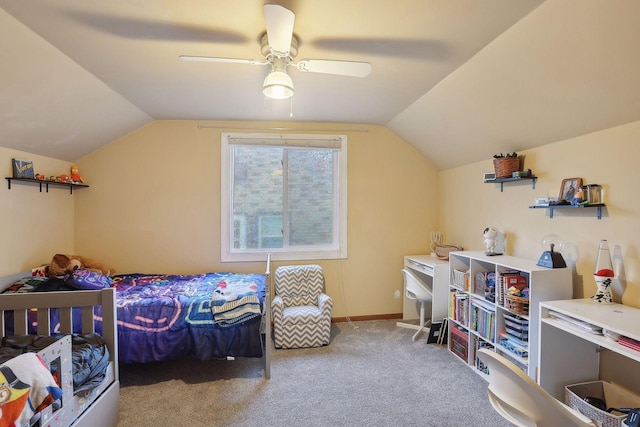 3522 Benjamin St NE, Minneapolis, MN 55418 - carpeted bedroom with lofted ceiling, a ceiling fan, and baseboards