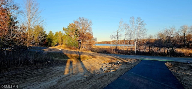 view of street featuring a water view