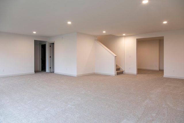 basement with light carpet