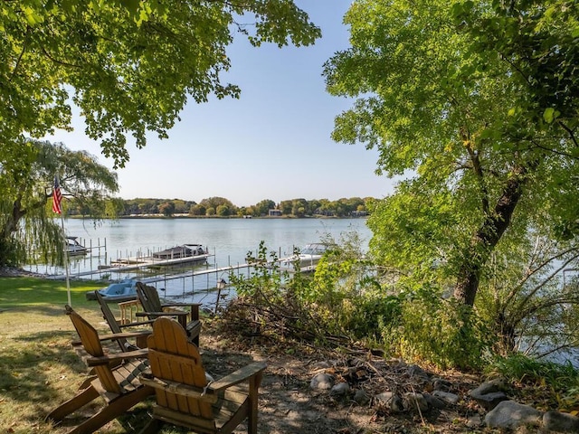 dock area featuring a water view