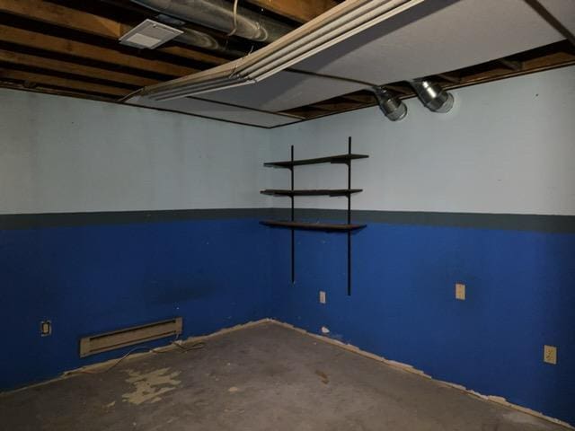 basement with baseboard heating