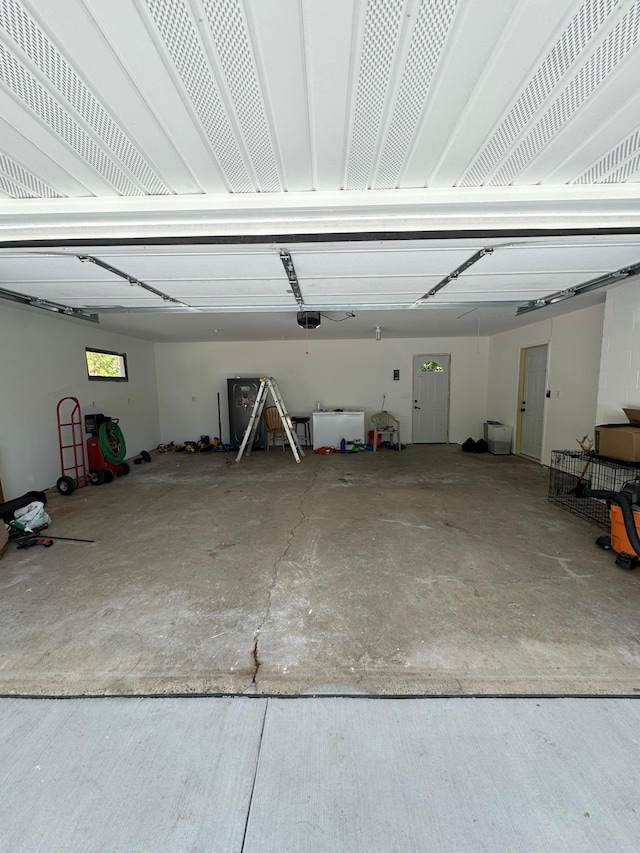 garage with a garage door opener