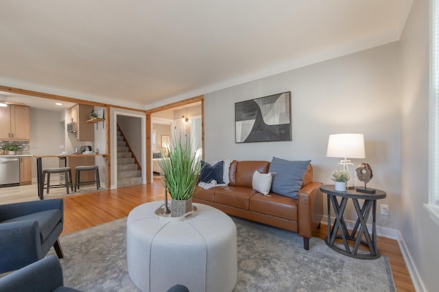 living room featuring dark hardwood / wood-style flooring