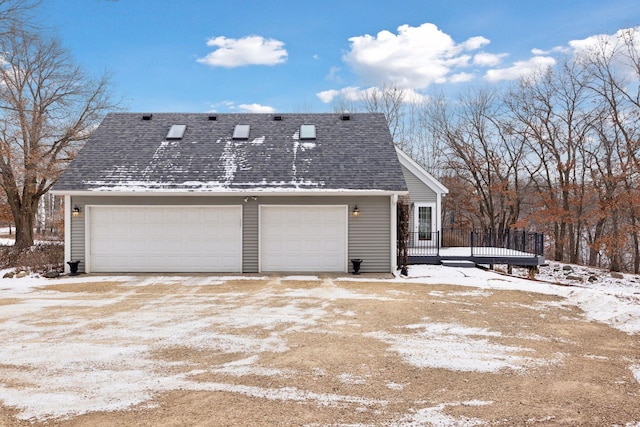 exterior space featuring a garage