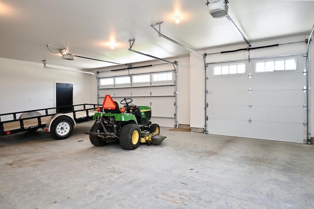 garage with a garage door opener