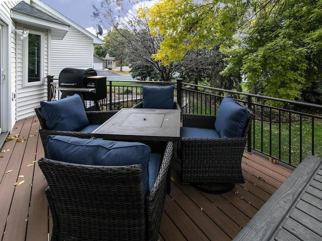 deck with area for grilling