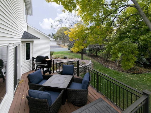 deck featuring grilling area