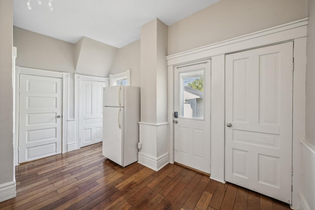 foyer entrance featuring dark wood-type flooring