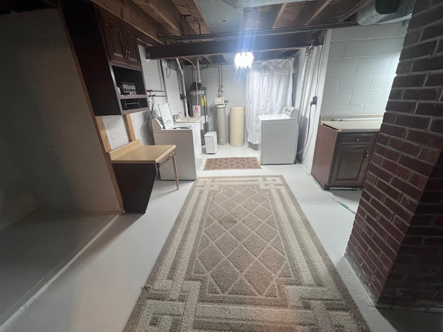 basement featuring independent washer and dryer