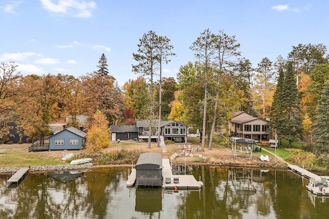 dock area featuring a water view