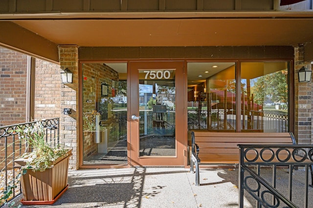 doorway to property featuring french doors