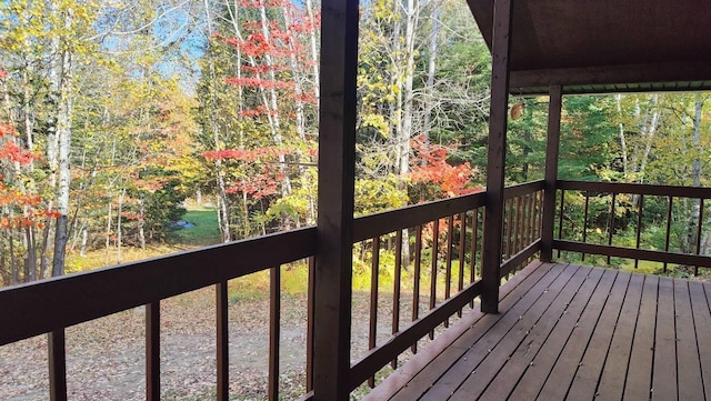 deck with a view of trees