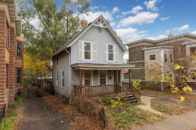 view of front of home featuring covered porch