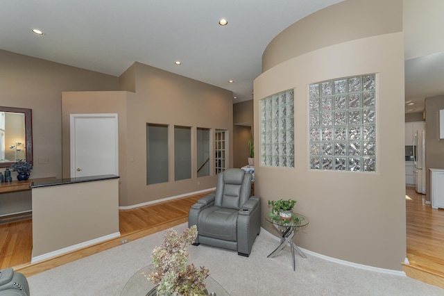 living area featuring light wood-type flooring