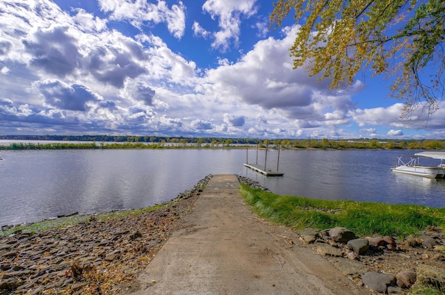 dock area featuring a water view