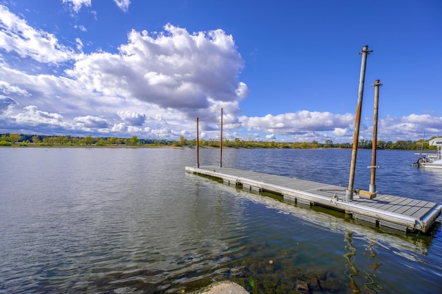 view of dock featuring a water view