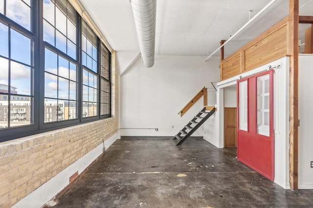 interior space with brick wall