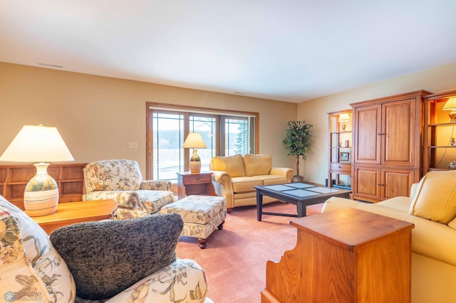 living room featuring carpet