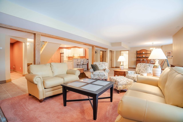 view of tiled living room