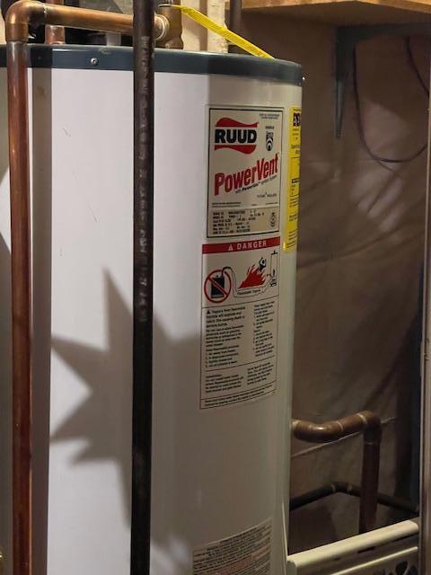 utility room featuring gas water heater