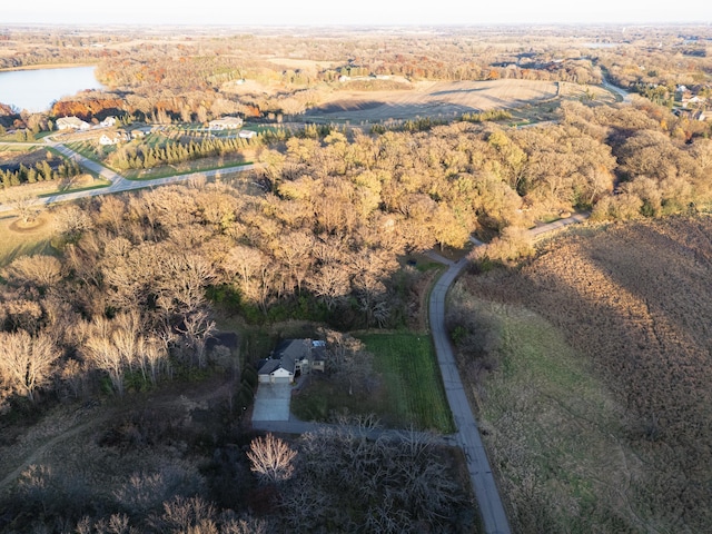 aerial view with a water view and a rural view