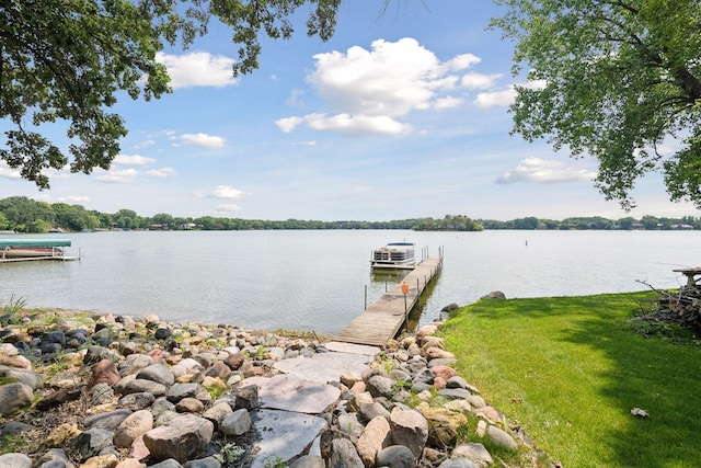 dock area featuring a water view
