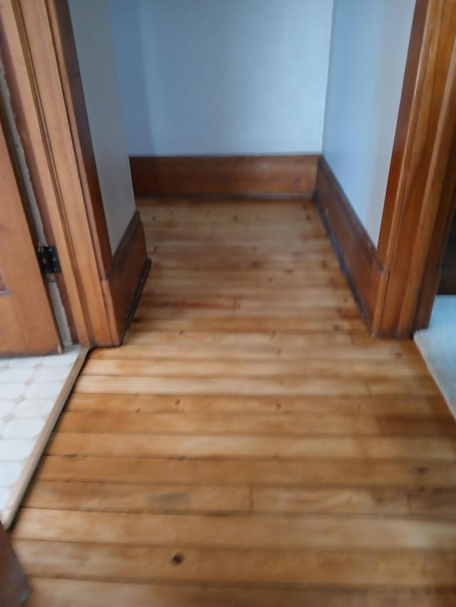 interior space with baseboards and wood finished floors