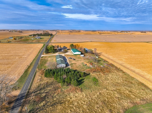 aerial view with a rural view