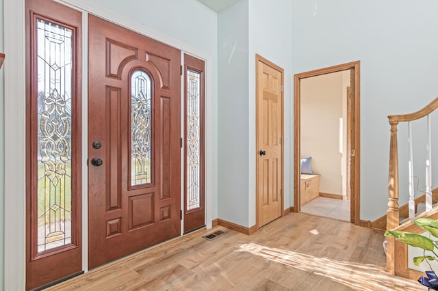 foyer entrance featuring light wood-type flooring