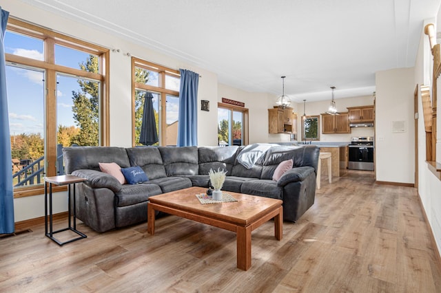 living room with light wood-type flooring